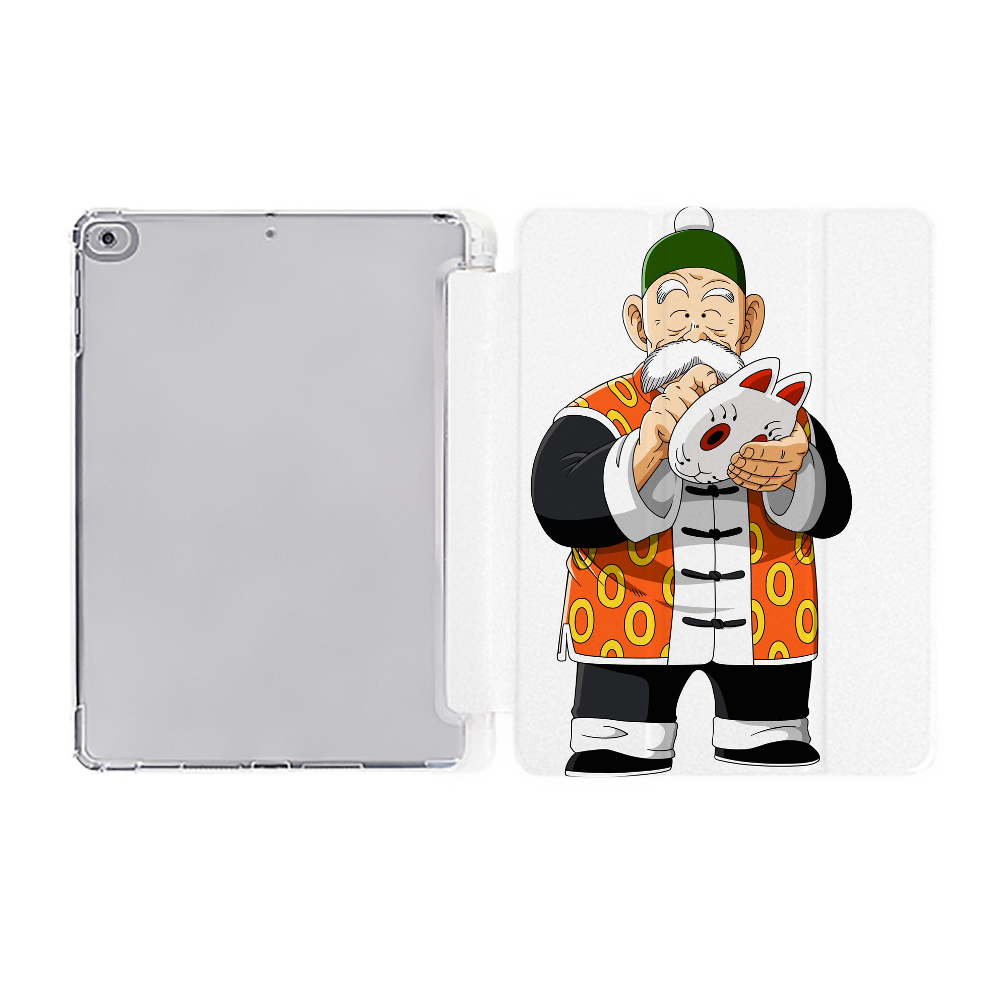 （画像用） ドラゴンボール 亀仙人（かめせんにん） DRAGON BALL Master Roshi Kame Sennin IPad ケース ペン収納付き 三つ折りスタンド PUレザー×シリコン 対応機種9.5/10.5/10.9インチ
